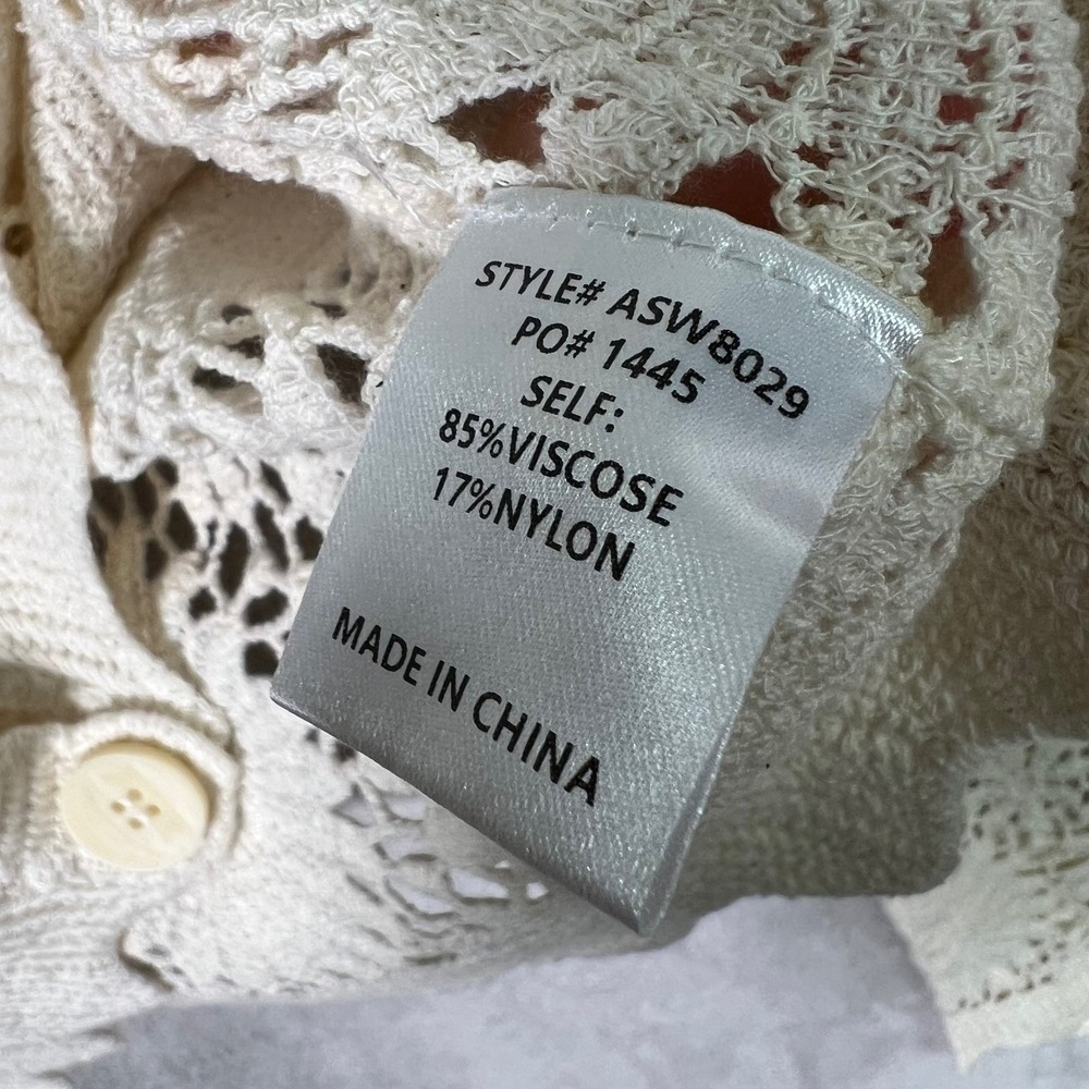 Anniewear Crochet Cardigan Top Lg/XL Open Knit Button Up Boho Hippie Fairy - Picture 5 of 8